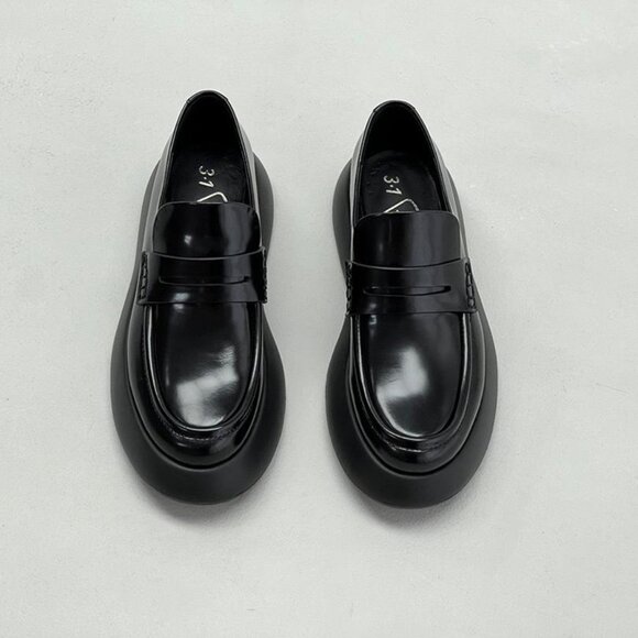 3.1 Phillip Lim Thick-Soled Round-Toed Derby Shoes Black